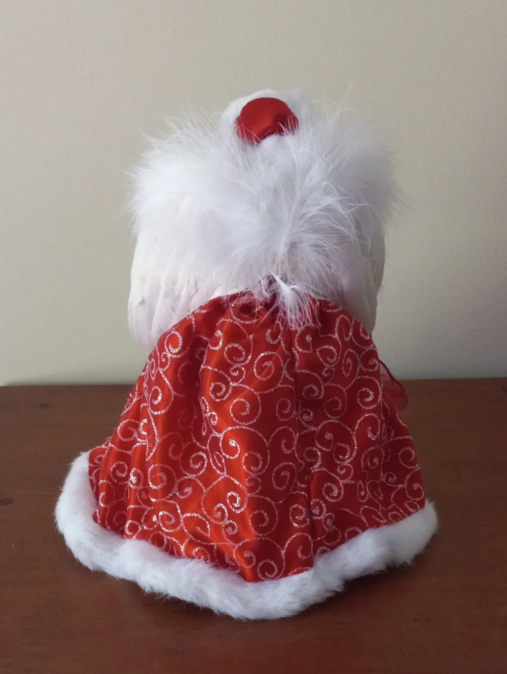 Red and White Angel Tree Topper - Sparkle Swirl Dress
